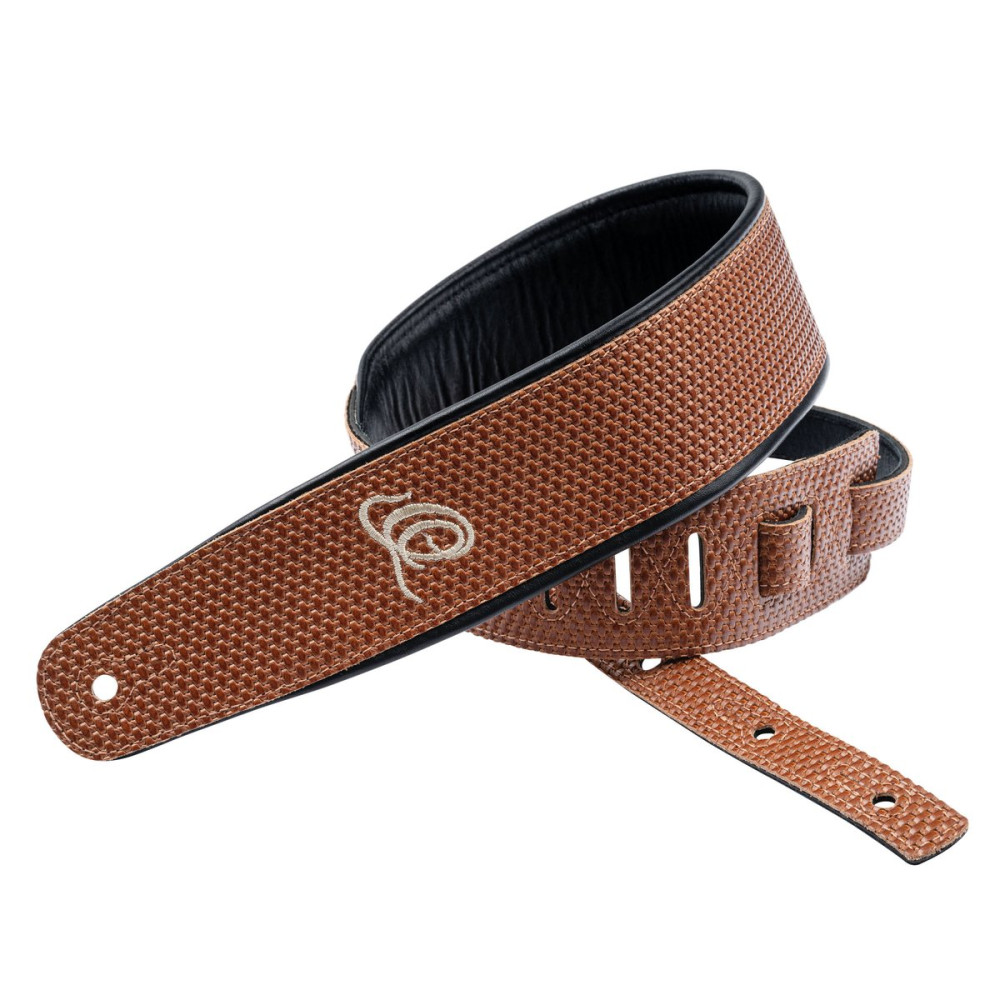 Ortega OSCU-5 Genuine-Leather Guitar-Strap - Tan Braid