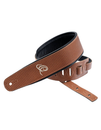 Ortega OSCU-5 Genuine-Leather Guitar-Strap - Tan Braid