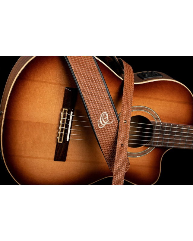 Ortega OSCU-5 Genuine-Leather Guitar-Strap - Tan Braid