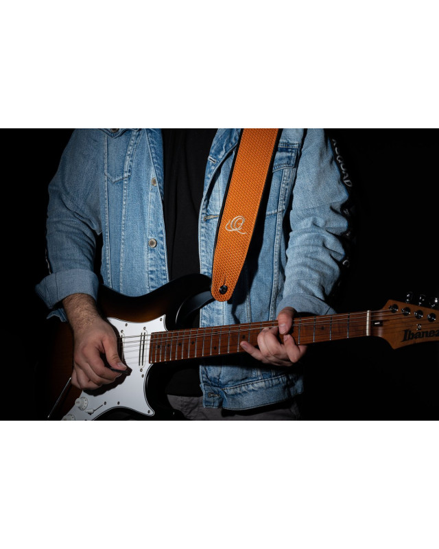 Ortega OSCU-6 Genuine-Leather Guitar-Strap - Orange Braid