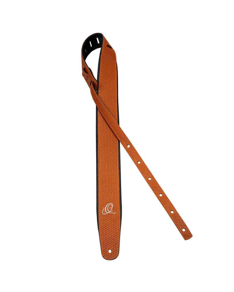 Ortega OSCU-6 Genuine-Leather Guitar-Strap - Orange Braid