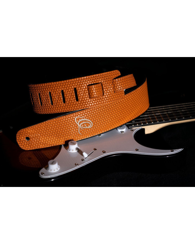 Ortega OSCU-6 Genuine-Leather Guitar-Strap - Orange Braid