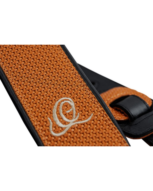Ortega OSCU-6 Genuine-Leather Guitar-Strap - Orange Braid