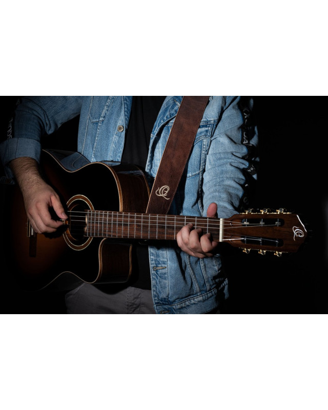 Ortega OSSU-20 Suede-Leather Guitar-Strap - Peat