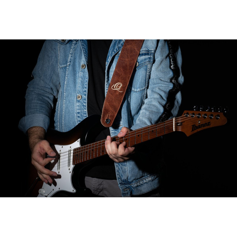Ortega OSSU-30 Suede-Leather Guitar-Strap - Caramel