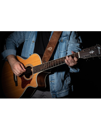 Ortega OSSU-40 Suede-Leather Guitar-Strap - Cognac