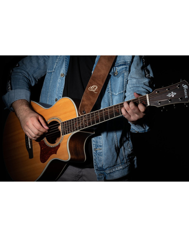 Ortega OSSU-40 Suede-Leather Guitar-Strap - Cognac