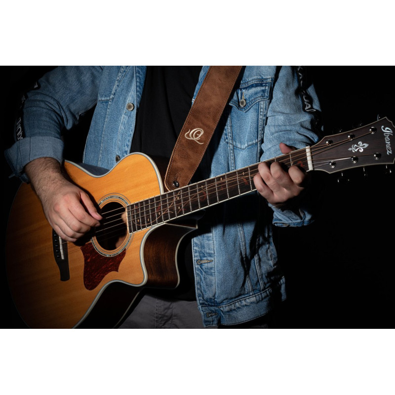 Ortega OSSU-40 Suede-Leather Guitar-Strap - Cognac