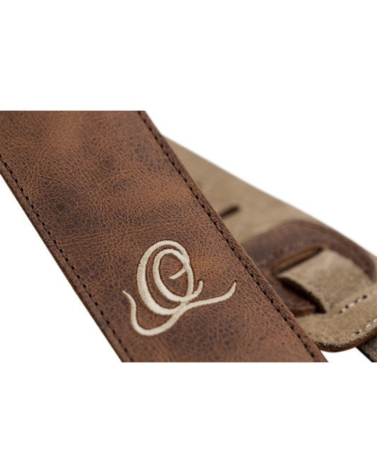 Ortega OSSU-40 Suede-Leather Guitar-Strap - Cognac