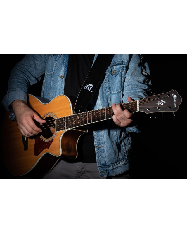 Ortega OSSU-60 Suede-Leather Guitar-Strap - Relax Black