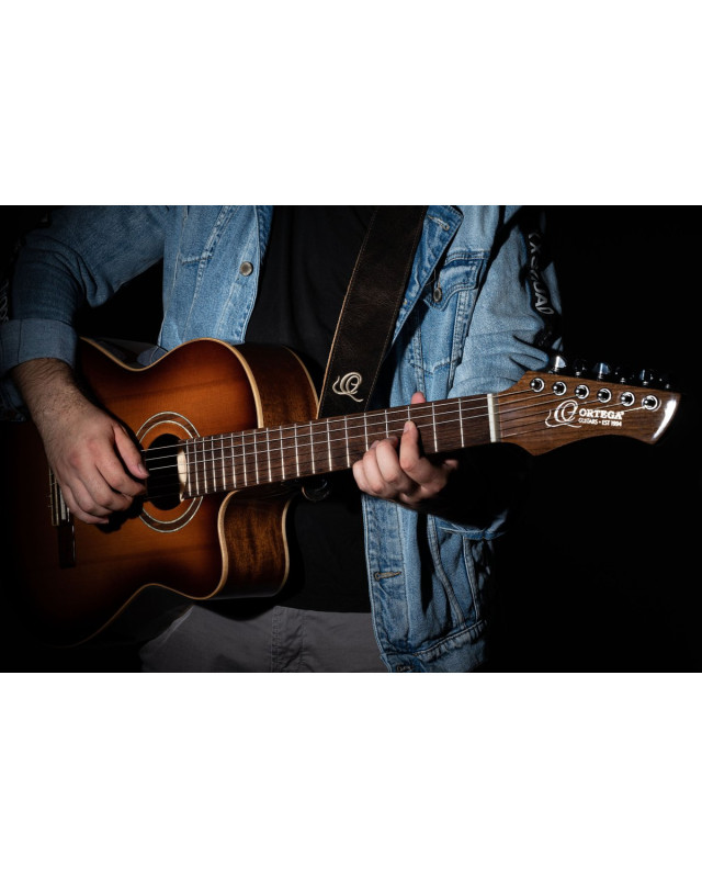 Ortega OSSU-70 Suede-Leather Guitar-Strap - Patina Bronze