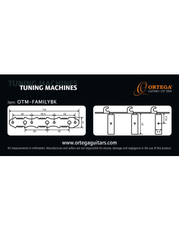 Ortega OTM-FAMILYBK Family Series Guitar Tuning Machines - Gold/Black