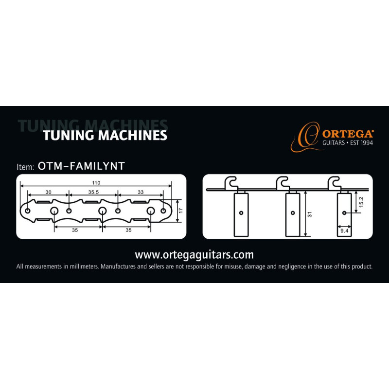 Ortega OTM-FAMILYNT Family Series Guitar Tuning Machines - Chrome/White
