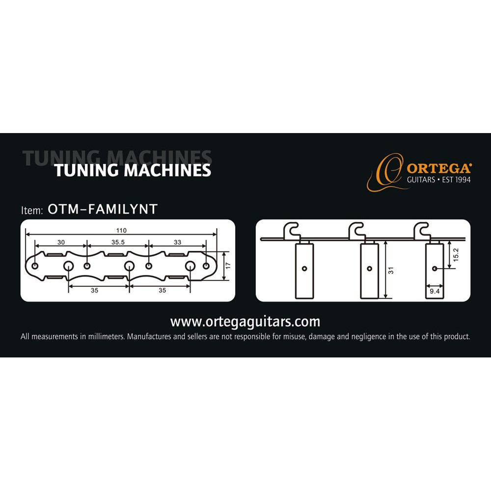 Ortega OTM-FAMILYNT Family Series Guitar Tuning Machines - Chrome/White