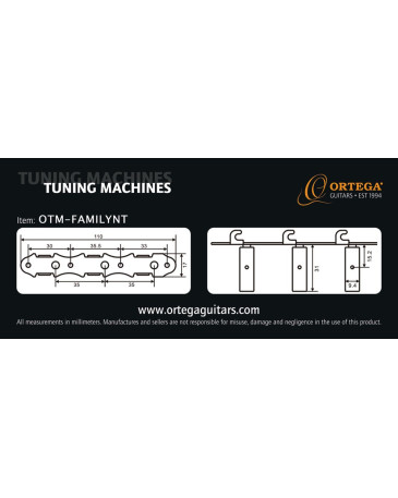 Ortega OTM-FAMILYNT Family Series Guitar Tuning Machines - Chrome/White
