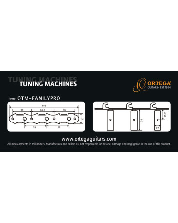 Ortega OTM-FAMILYPRO Family Series Pro Guitar Tuning Machines - Gold/White
