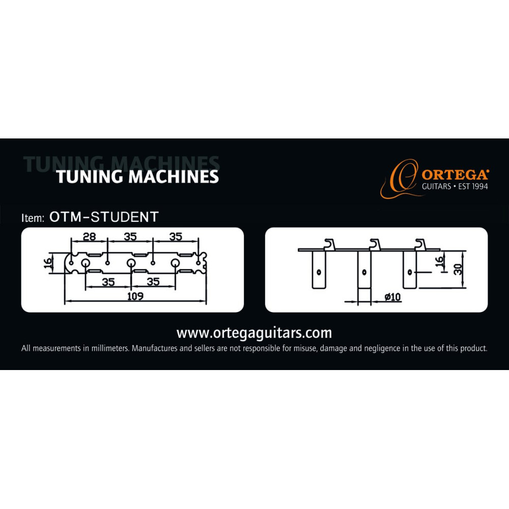 Ortega OTM-STUDENT Student Series Guitar Tuning Machines - Chrome/Black