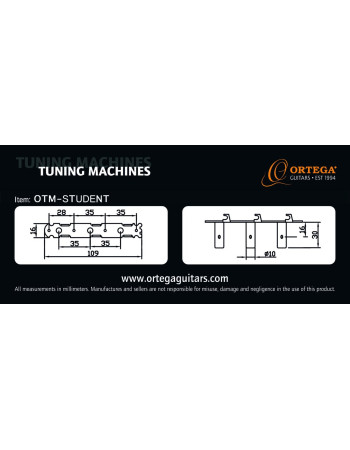 Ortega OTM-STUDENT Student Series Guitar Tuning Machines - Chrome/Black