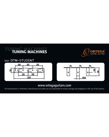 Ortega OTM-STUDENT Student Series Guitar Tuning Machines - Chrome/Black