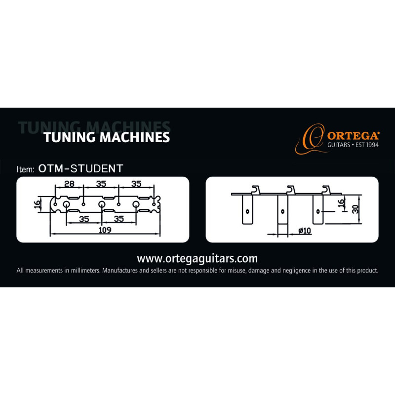 Ortega OTM-STUDENT Student Series Guitar Tuning Machines - Chrome/Black