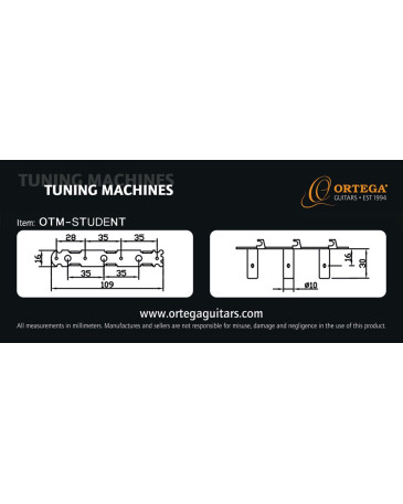 Ortega OTM-STUDENT Student Series Guitar Tuning Machines - Chrome/Black