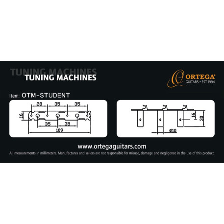 Ortega OTM-STUDENT Student Series Guitar Tuning Machines - Chrome/Black