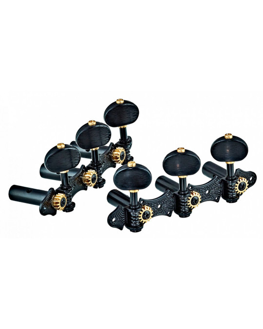 Ortega OTMDLX-BKBK DeLuxe Guitar Tuning Machines - Black/Black