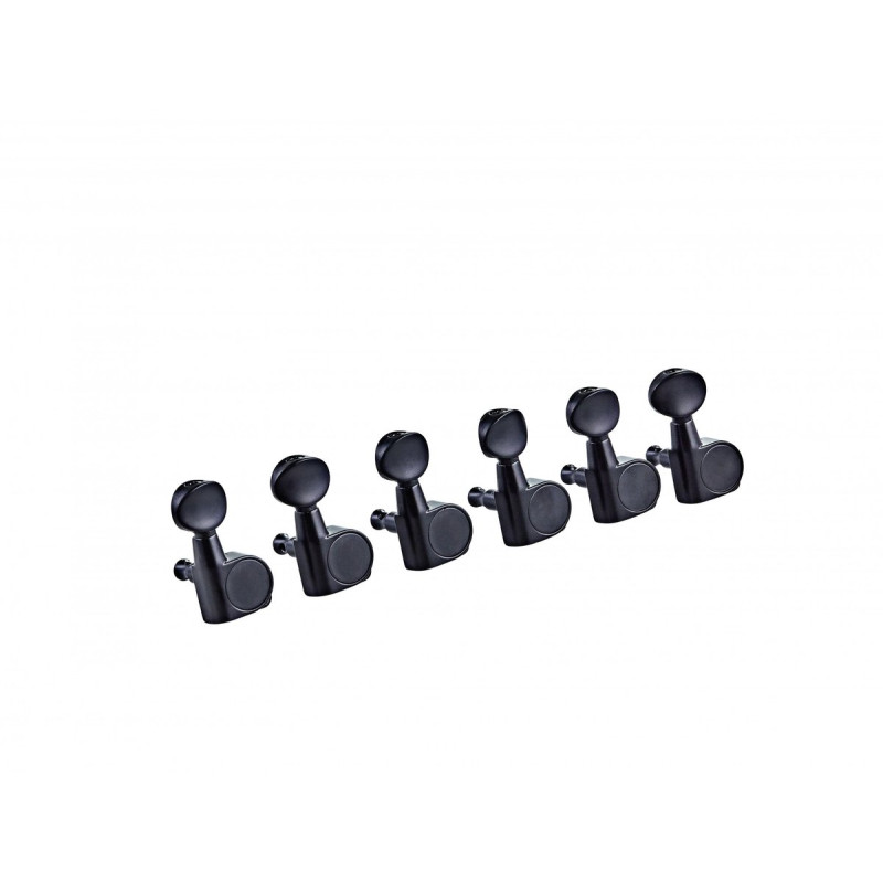 Ortega OTMEG6L-GB 6 in Line Guitar Tuning Machines - Gloss Black