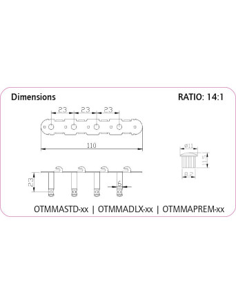 Ortega OTMMASTD-CR A-Style Mandolin Standard Tuning Machines - Chrome