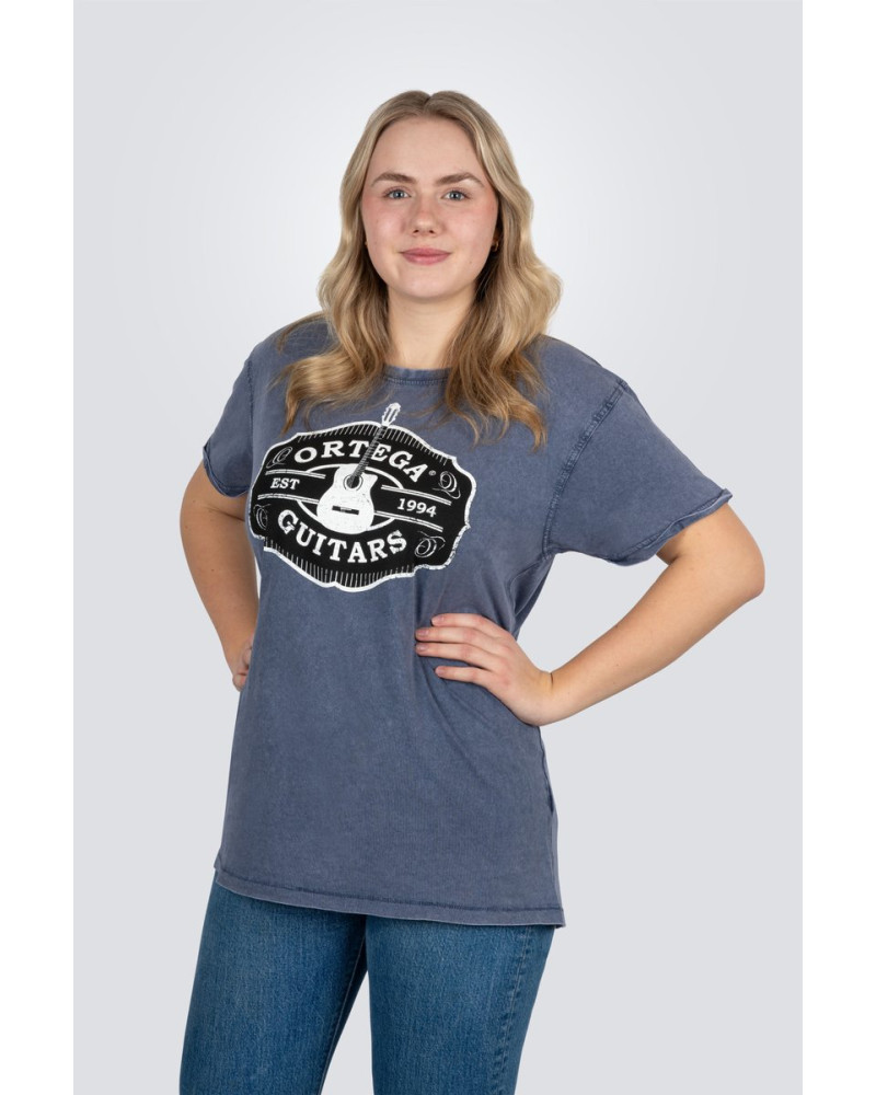 Ortega OTS4-VBL-S Americana Guitar T-Shirt - Vintage Washed Blue/S