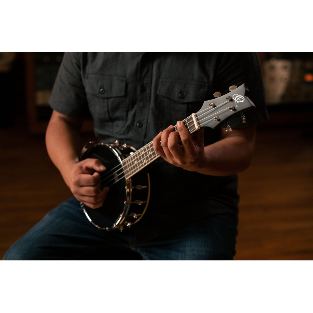 Ortega OUBJ100-SBK Banjolele Series Concert Ukulele 4 String - Maple Black + Bag