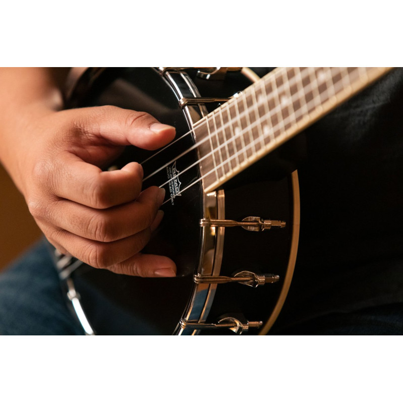Ortega OUBJ100-SBK Banjolele Series Concert Ukulele 4 String - Maple Black + Bag