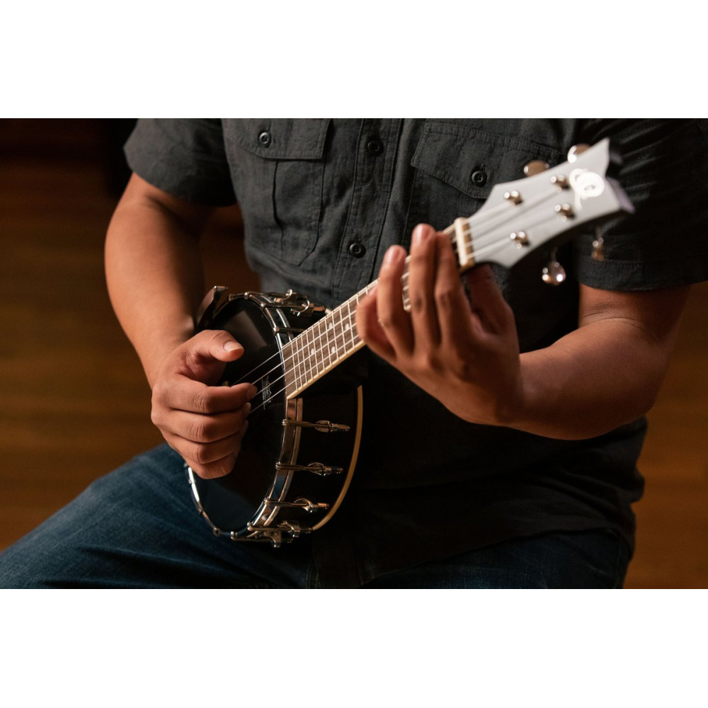 Ortega OUBJ100-SBK Banjolele Series Concert Ukulele 4 String - Maple Black + Bag