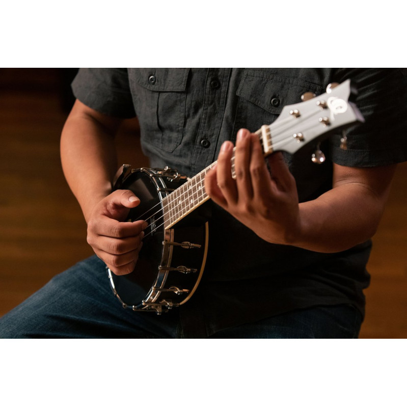 Ortega OUBJ100-SBK Banjolele Series Concert Ukulele 4 String - Maple Black + Bag