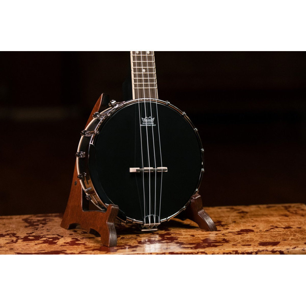 Ortega OUBJ100-SBK Banjolele Series Concert Ukulele 4 String - Maple Black + Bag