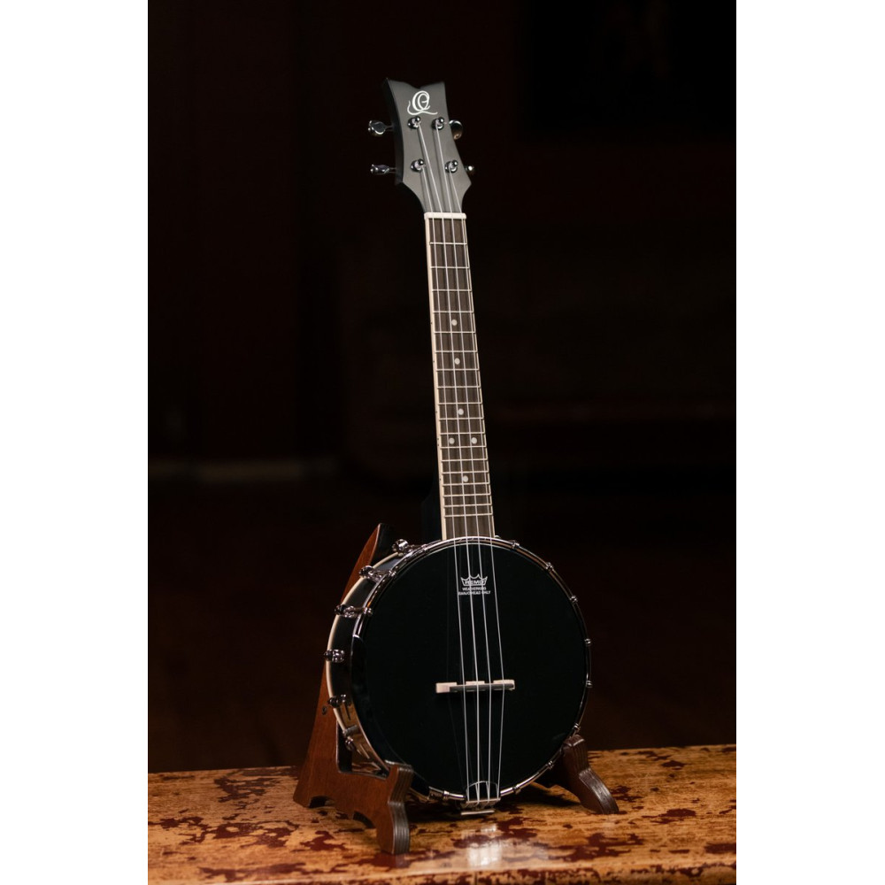 Ortega OUBJ100-SBK Banjolele Series Concert Ukulele 4 String - Maple Black + Bag