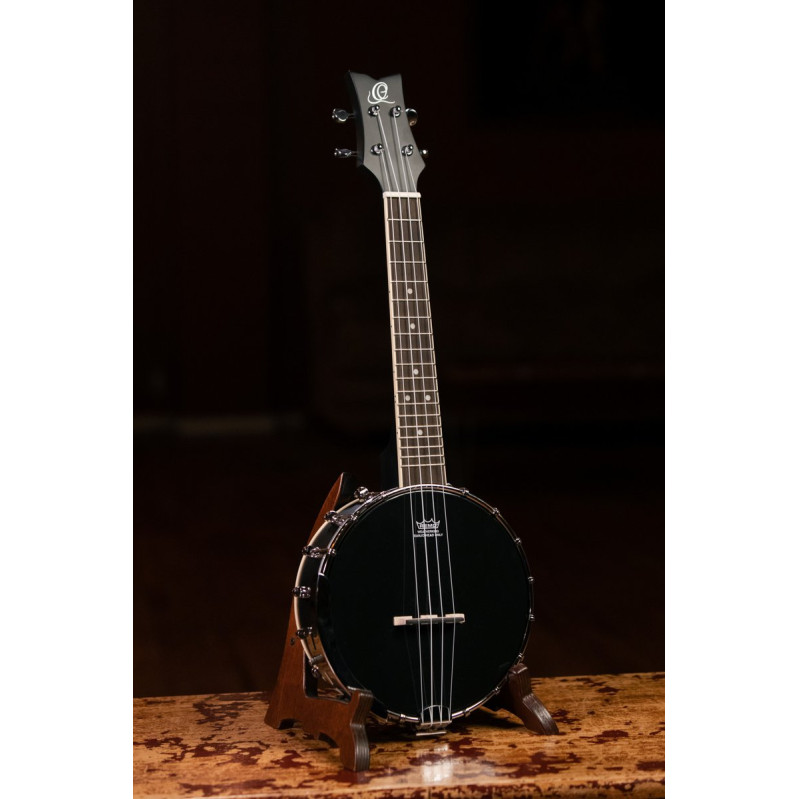 Ortega OUBJ100-SBK Banjolele Series Concert Ukulele 4 String - Maple Black + Bag