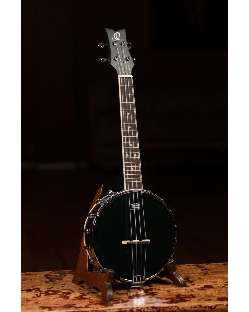 Ortega OUBJ100-SBK Banjolele Series Concert Ukulele 4 String - Maple Black + Bag