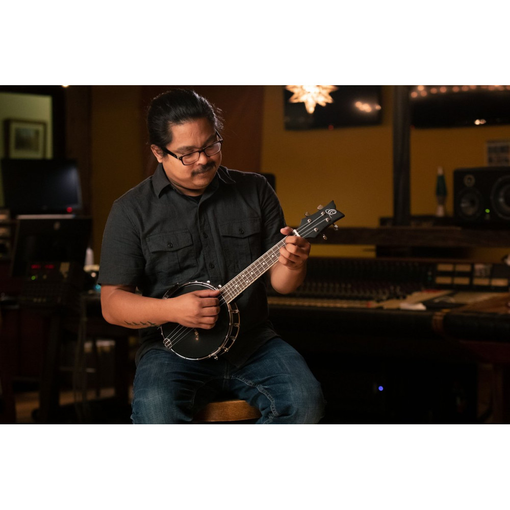 Ortega OUBJ100-SBK Banjolele Series Concert Ukulele 4 String - Maple Black + Bag