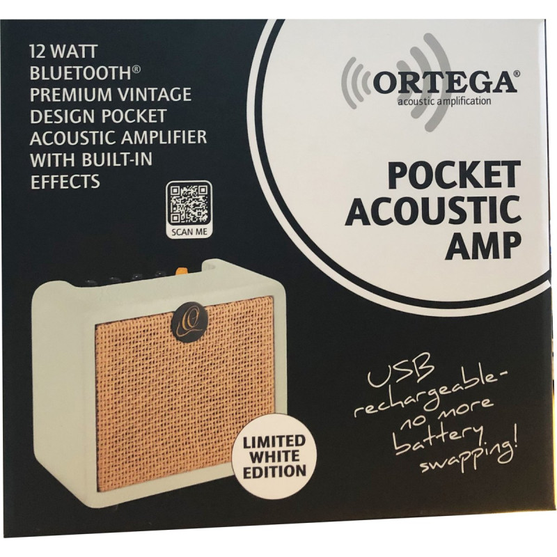 Ortega PTWO-LTD Amplification Series Portable Bluetooth Acoustic Amp/Speaker with Effects - 12-Watt