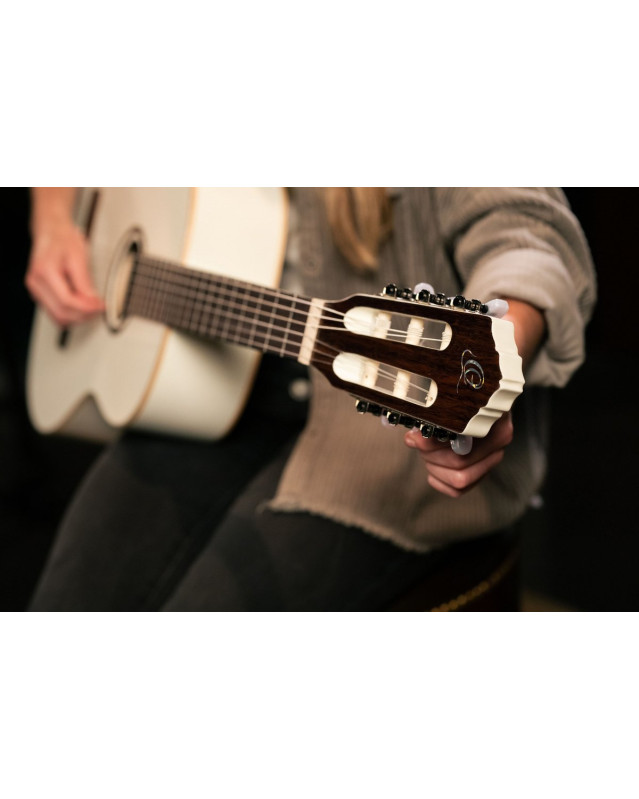 Ortega R121SNWH Family Series 4/4 Classical Slim Neck Guitar 6 String - White + Gigbag