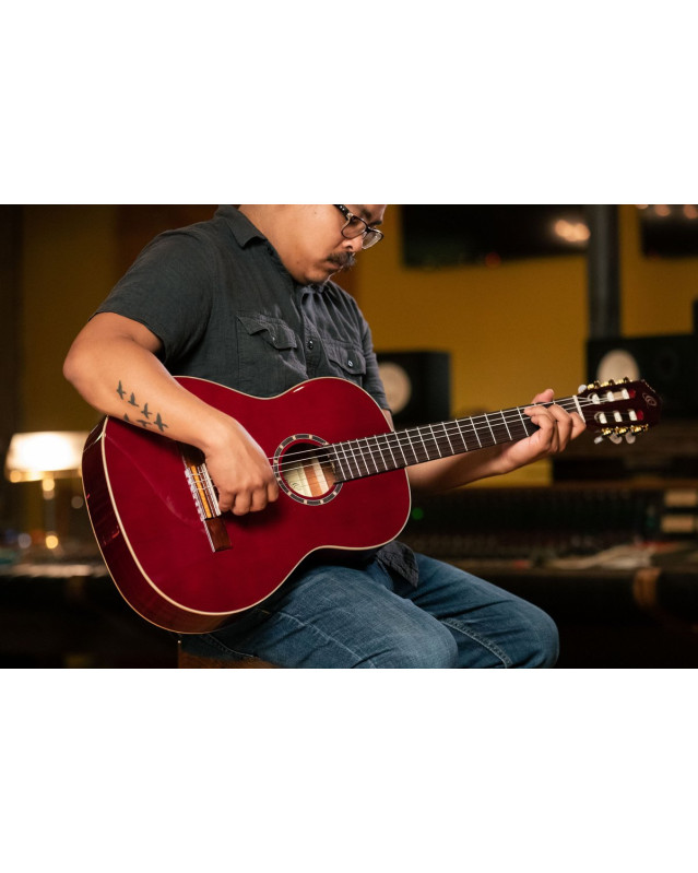 Ortega R131SN-WR Family Series Pro 4/4 Classical Slim Neck Guitar 6 String - Wine Red + Gigbag