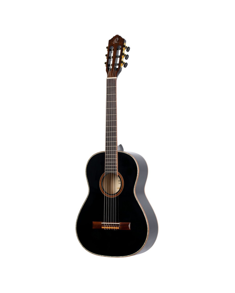 Ortega R221BK-3/4 Family Series 3/4 Classical Guitar 6 String - Spruce / Mahogany Black + Gig Bag