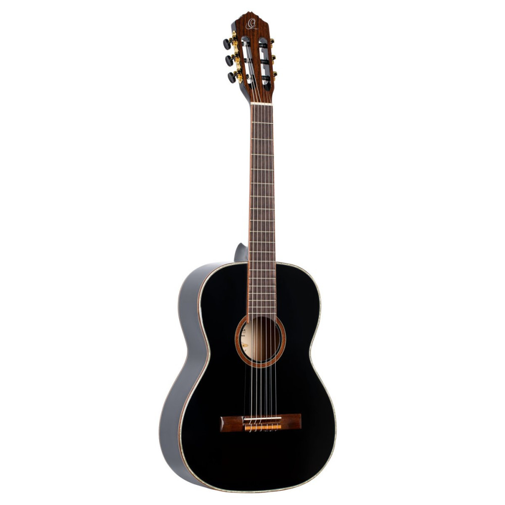 Ortega R221BK-7/8 Family Series 7/8 Classical Guitar 6 String - Spruce / Mahogany Black + Gig Bag