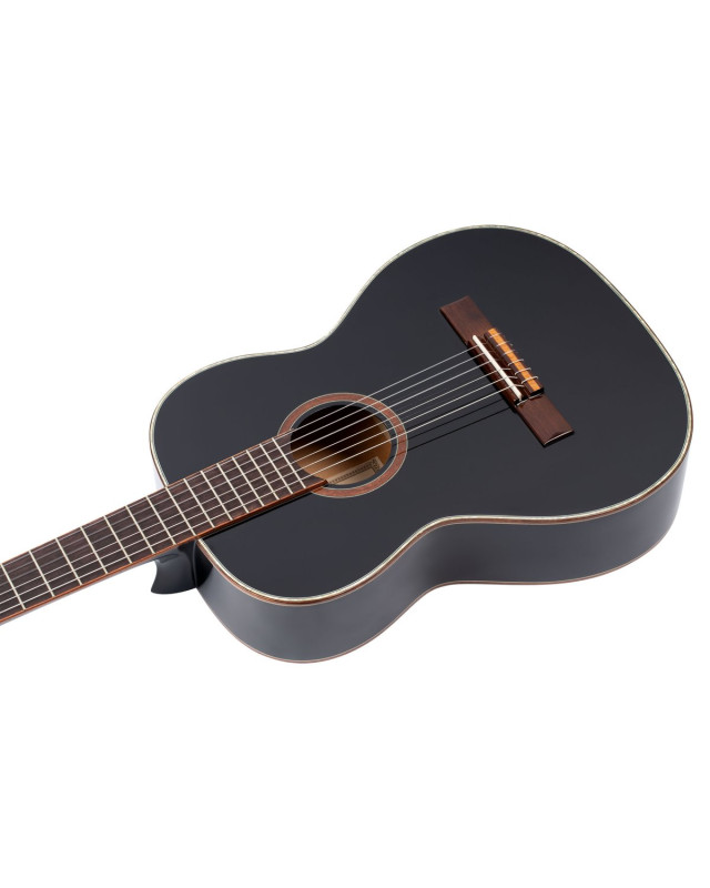 Ortega R221BK-7/8 Family Series 7/8 Classical Guitar 6 String - Spruce / Mahogany Black + Gig Bag