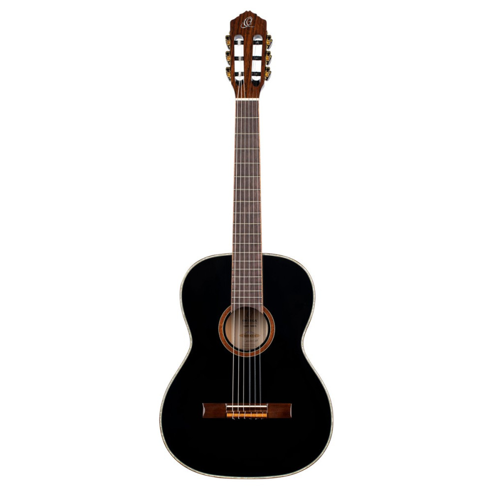 Ortega R221BK-7/8 Family Series 7/8 Classical Guitar 6 String - Spruce / Mahogany Black + Gig Bag