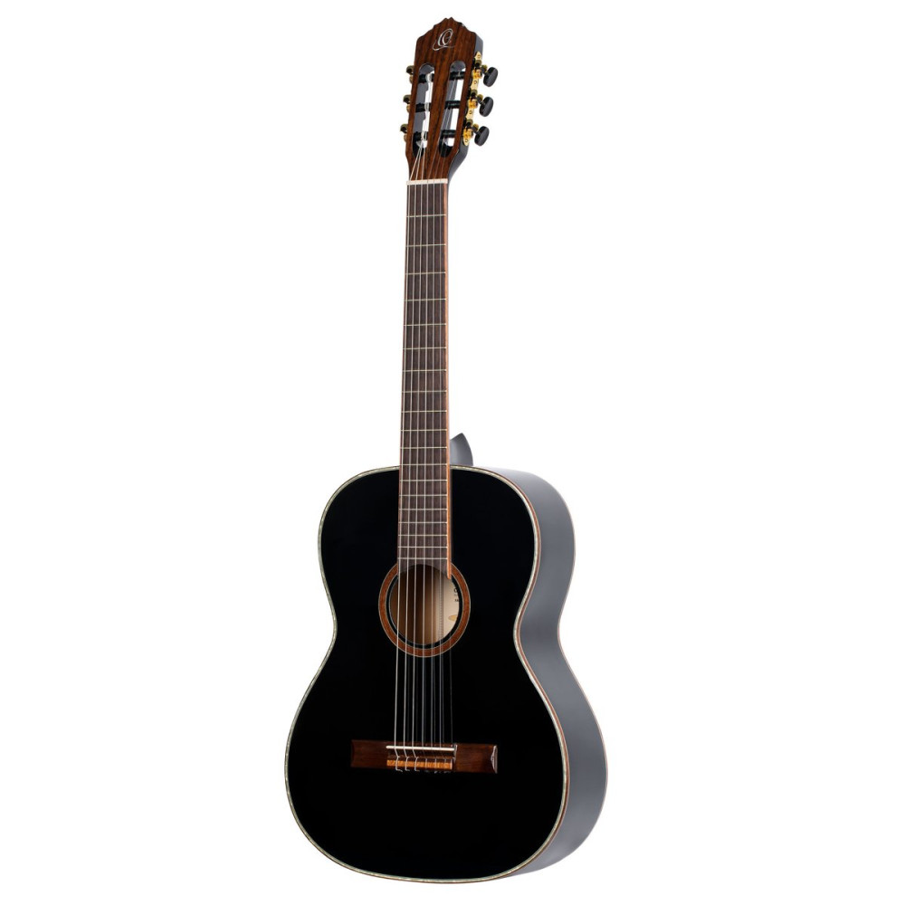 Ortega R221BK-7/8 Family Series 7/8 Classical Guitar 6 String - Spruce / Mahogany Black + Gig Bag