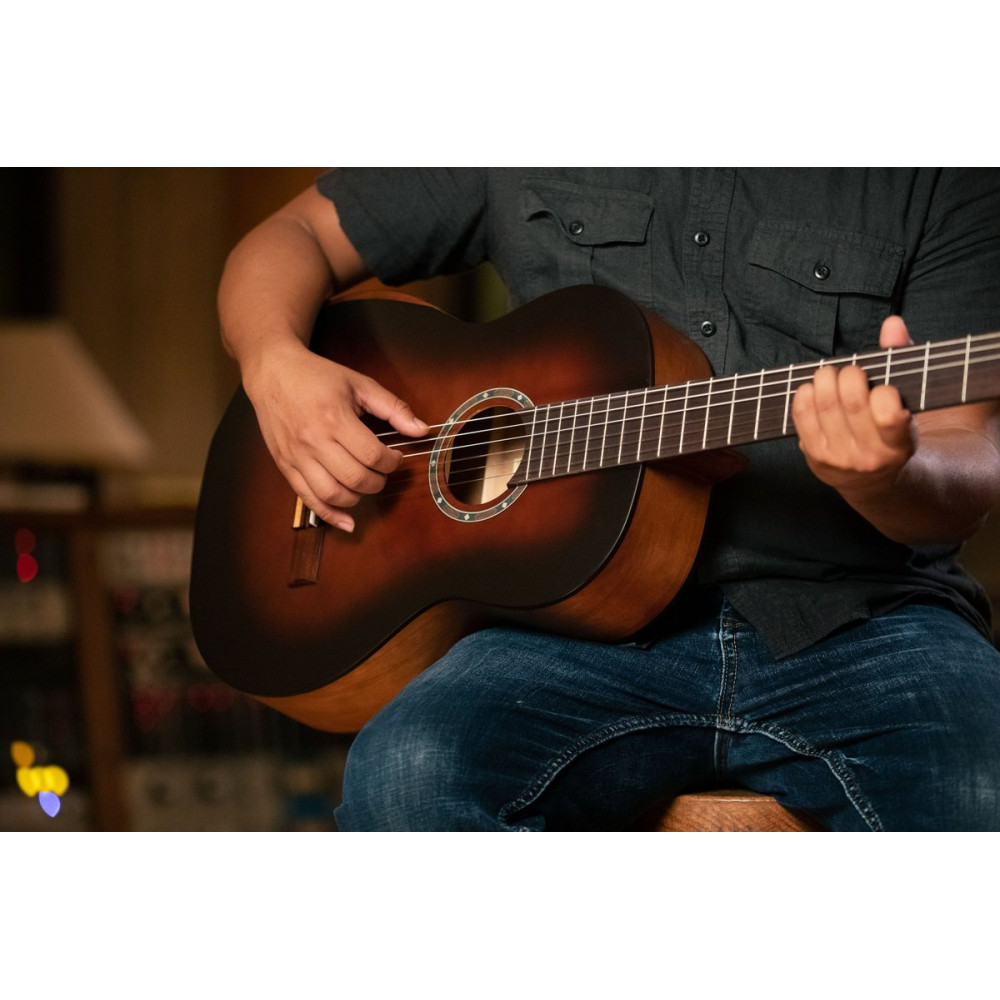 Ortega R55DLX-BFT Student Series Pro DeLuxe 4/4 Classical Guitar 6 String - Solid Spruce / Catalpa Bourbon Fade