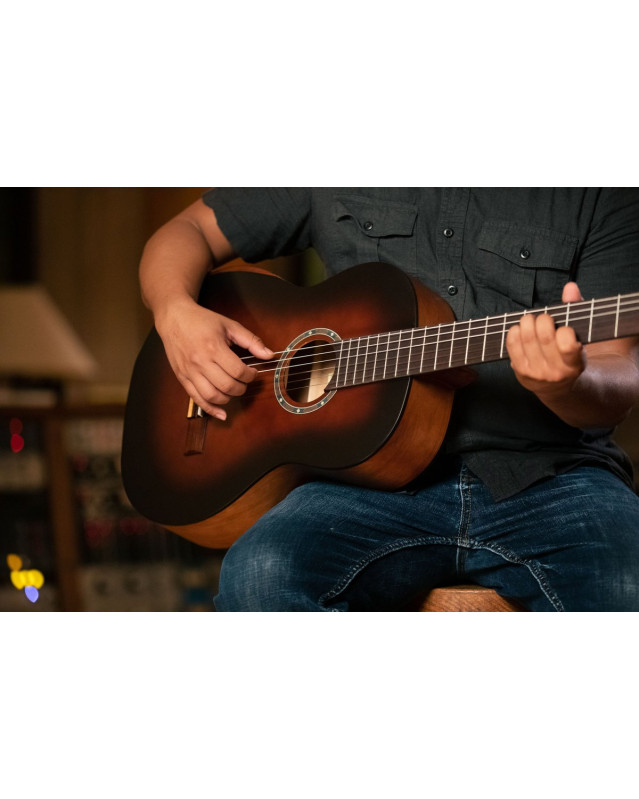 Ortega R55DLX-BFT Student Series Pro DeLuxe 4/4 Classical Guitar 6 String - Solid Spruce / Catalpa Bourbon Fade