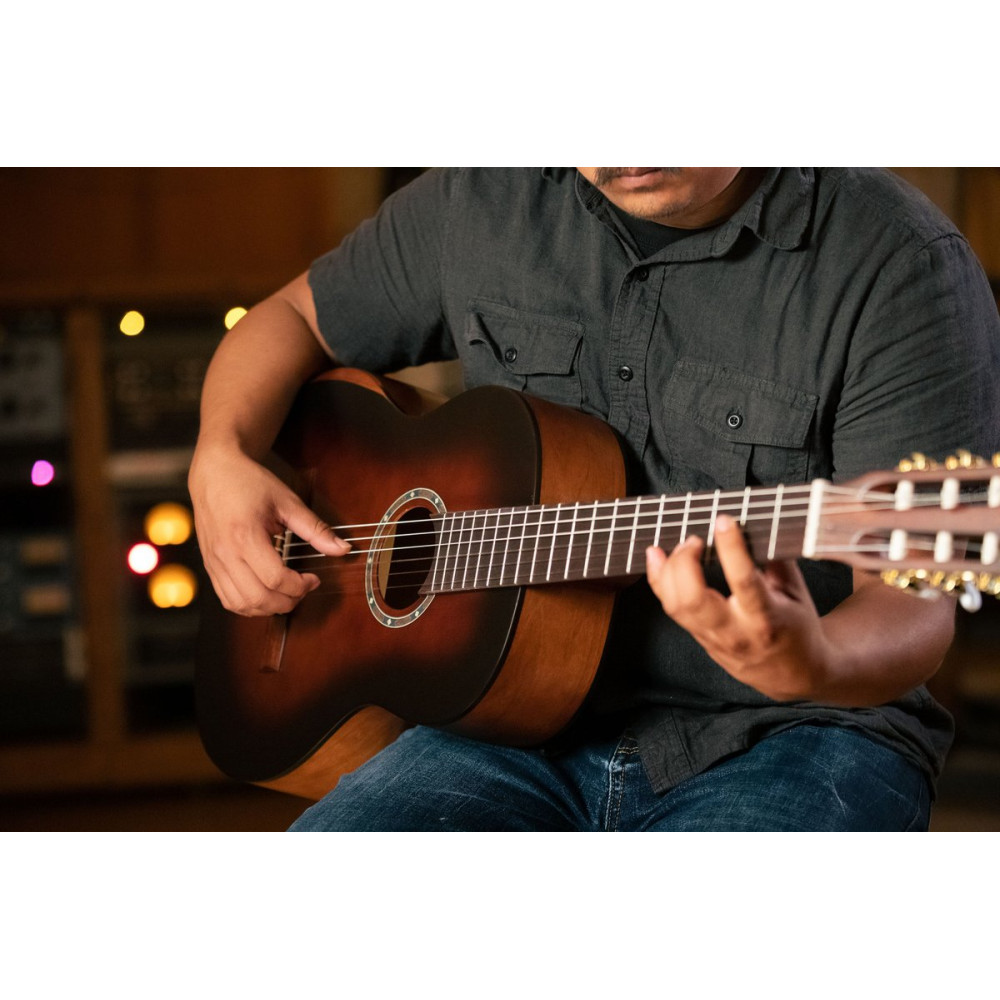 Ortega R55DLX-BFT Student Series Pro DeLuxe 4/4 Classical Guitar 6 String - Solid Spruce / Catalpa Bourbon Fade